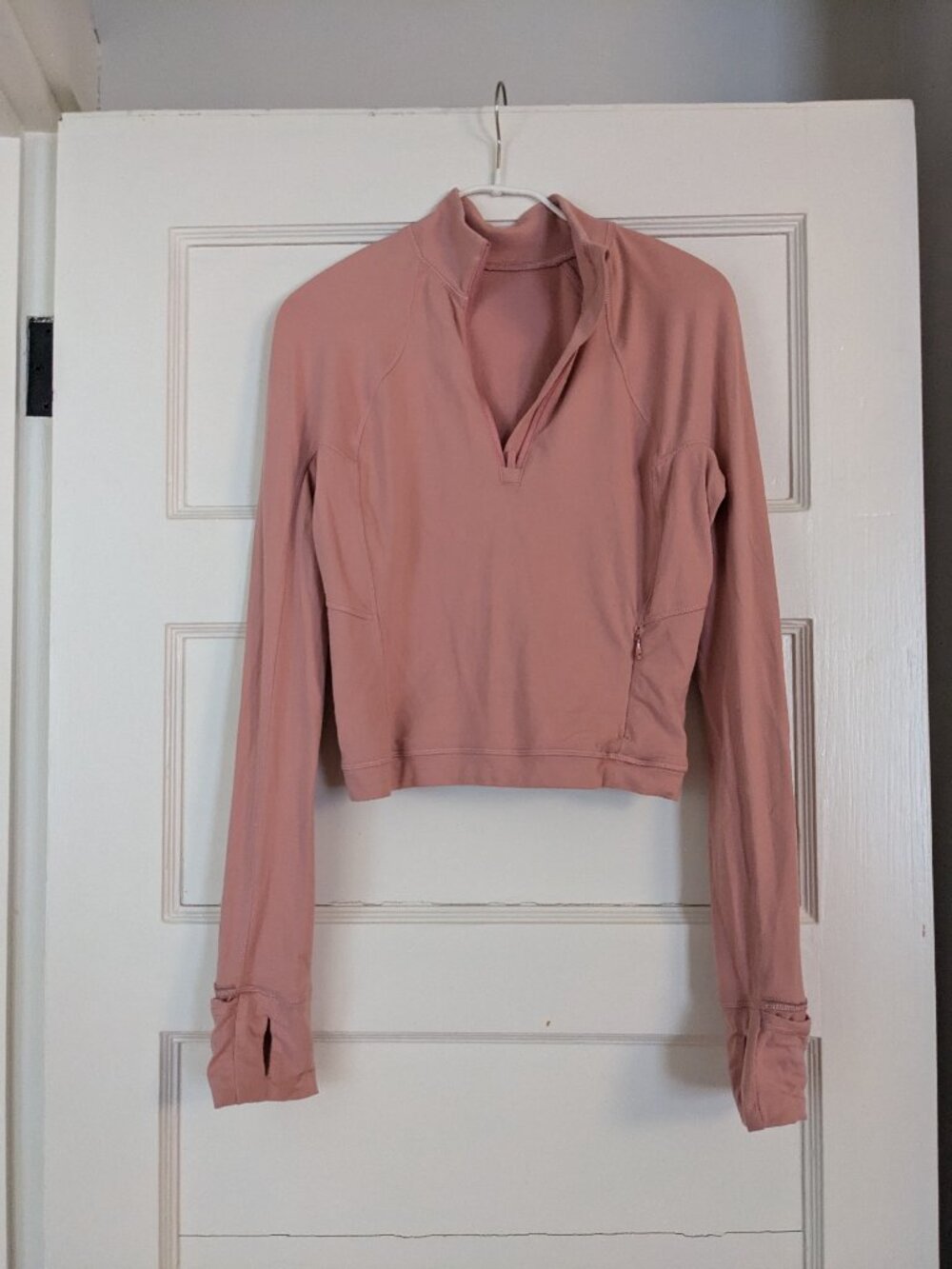 Lululemon Its Rulu Run Cropped Half Zip Top Size 6 Pink Puff